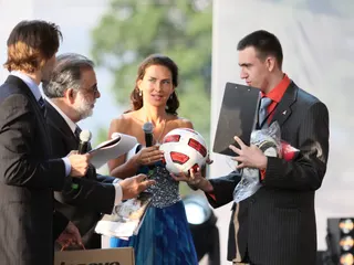 Receiving awards from Francis Ford Coppola